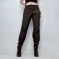 brown pinstripe cuffed straight leg trousers