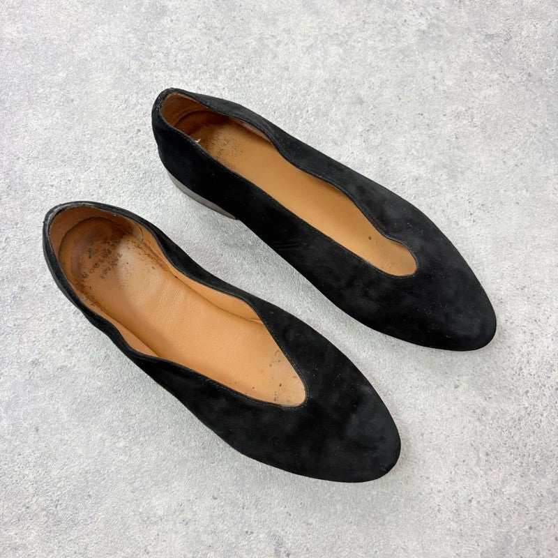 Sezane black leather suede ballet flats