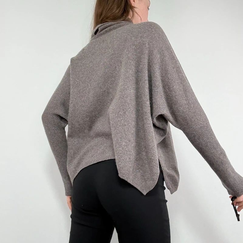 brown slouchy cashmere batwing jumper