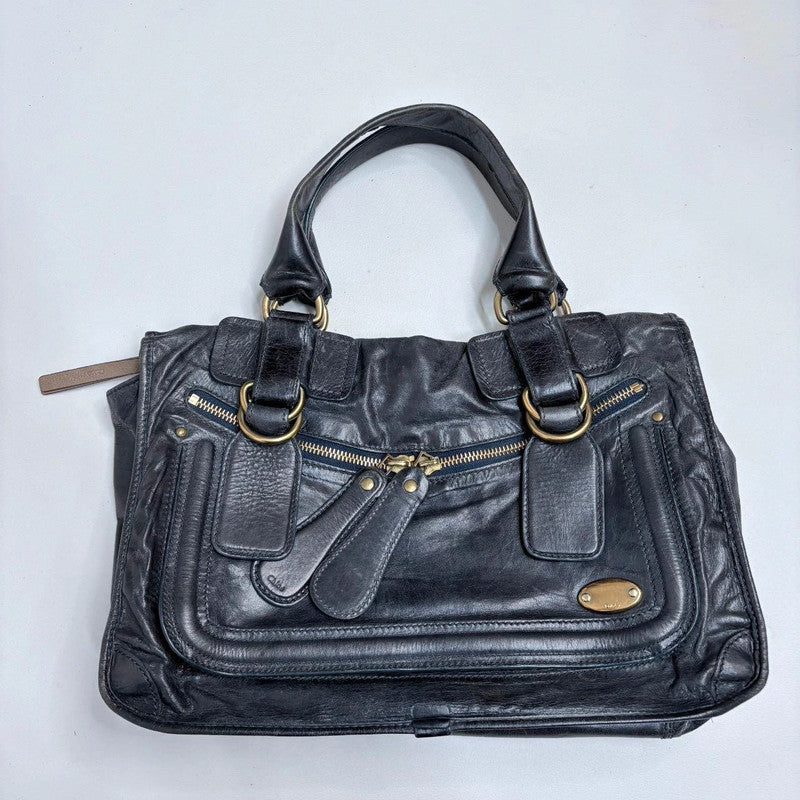 Chloé leather bay bag in navy