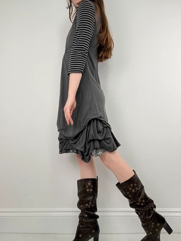Cop Copine pinstripe gathered midi dress