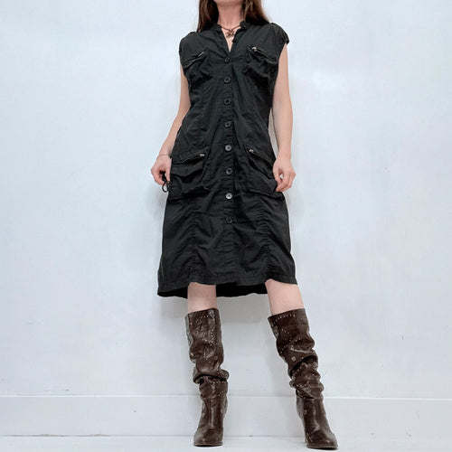 black button utility cargo dress
