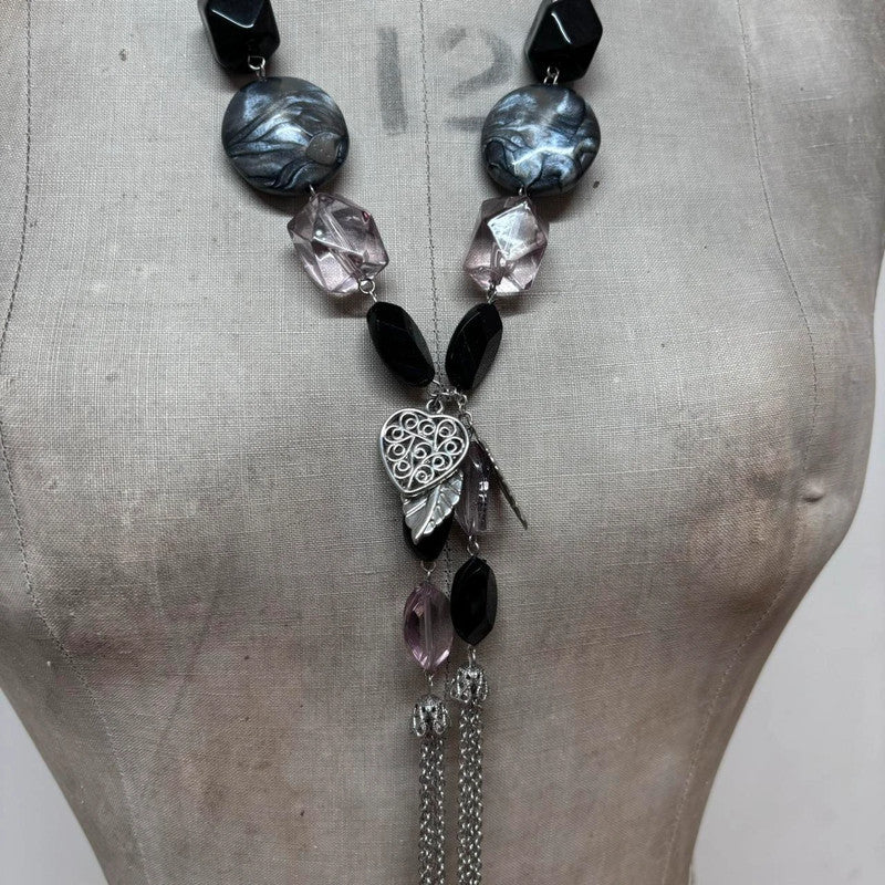 silver heart charm necklace