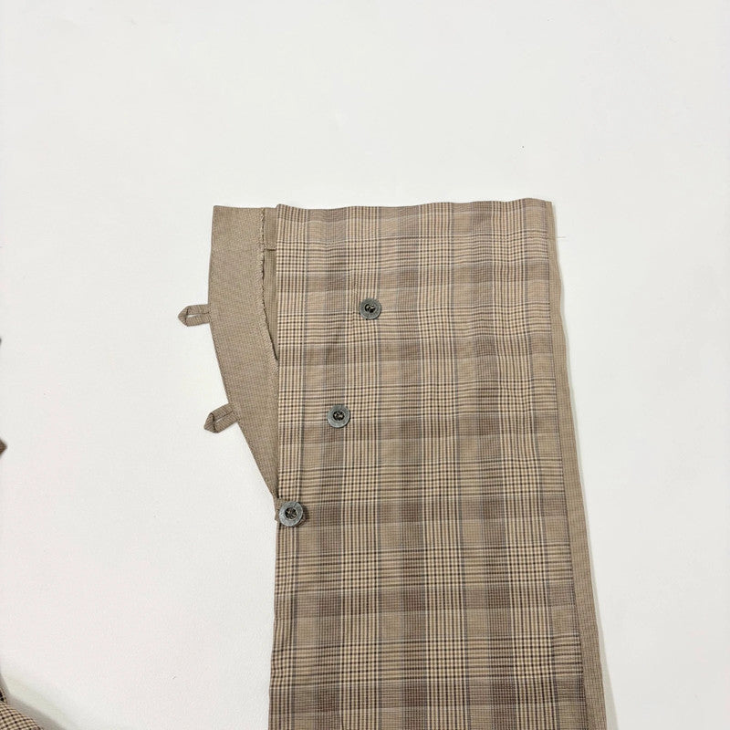 tan utility flared checked trousers