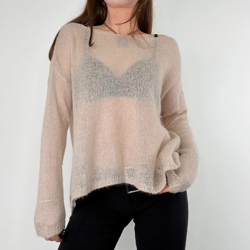 sheer slouchy mohair knit jumper