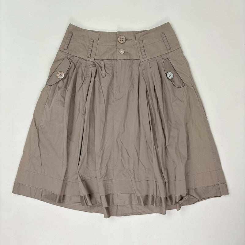structured pleated khaki skirt