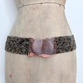 wide beaded wooden buckle belt