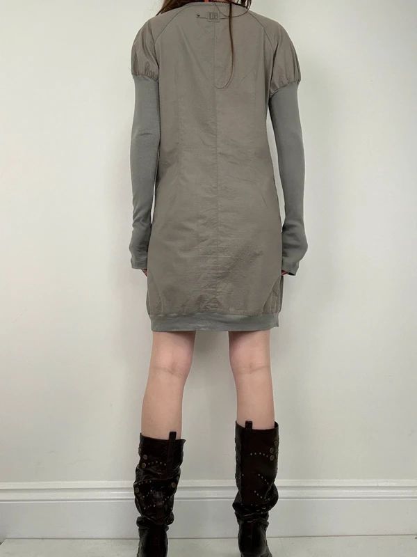 khaki Cop Copine long sleeve puff utility dress