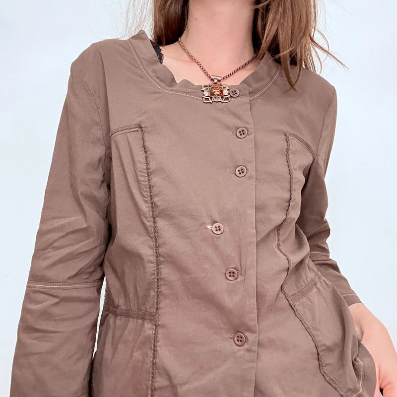 asymmetric brown fitted jacket