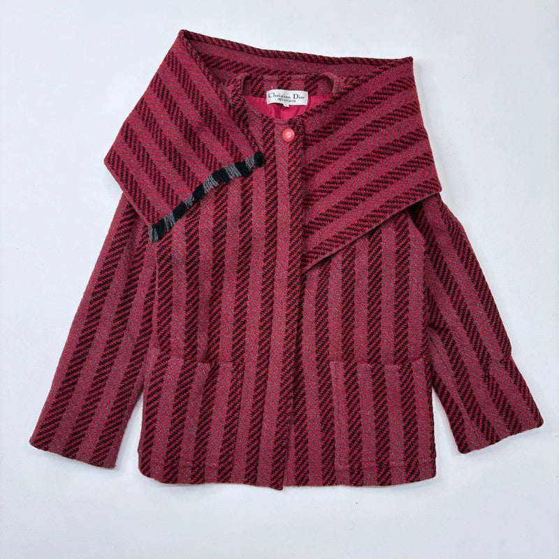 Christian Dior herringbone wrap scarf wool coat