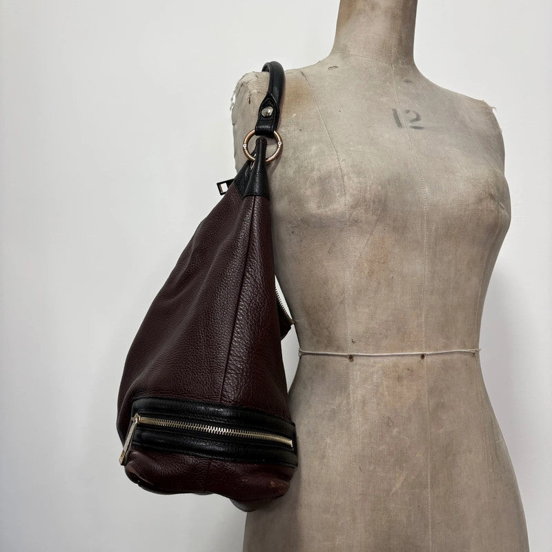 slouchy burgundy leather shoulder bag