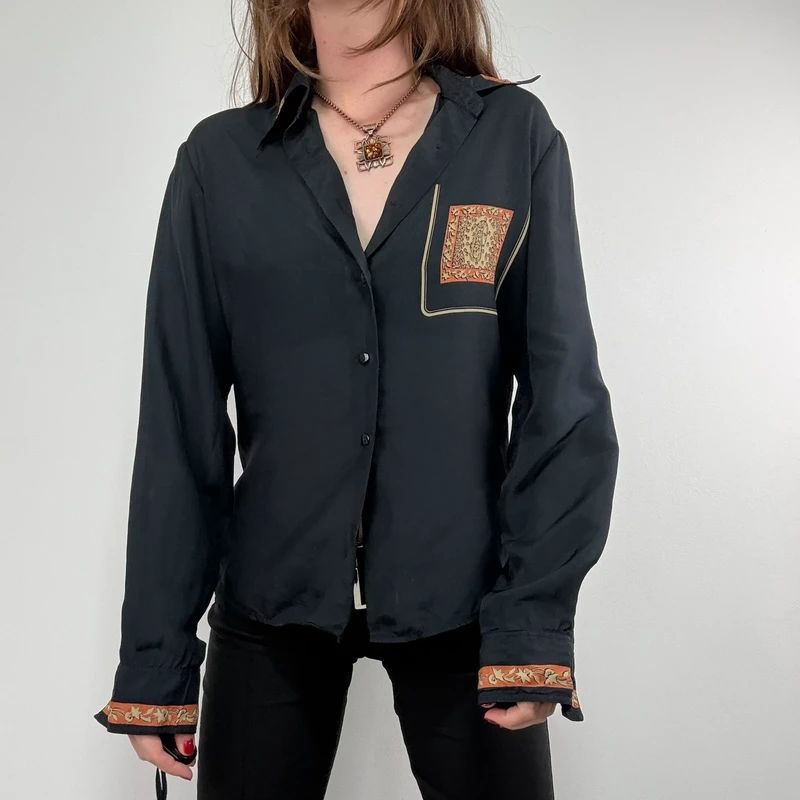 black paisley handkerchief printed shirt