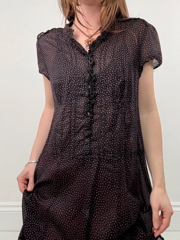 Sheer cotton polkadot babydoll dress