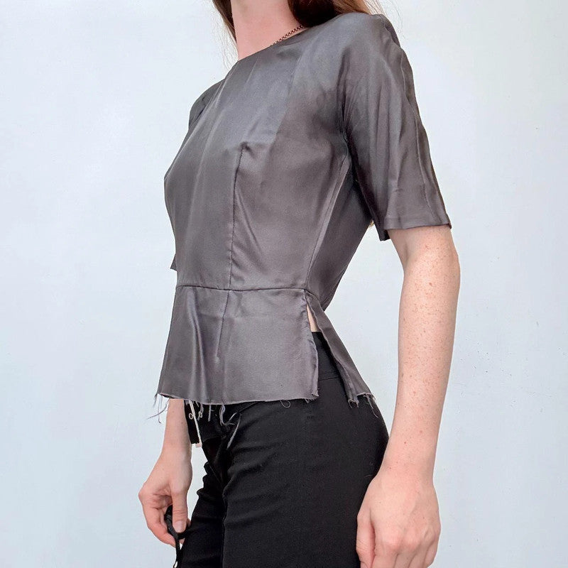 Prada silk peplum flutter top