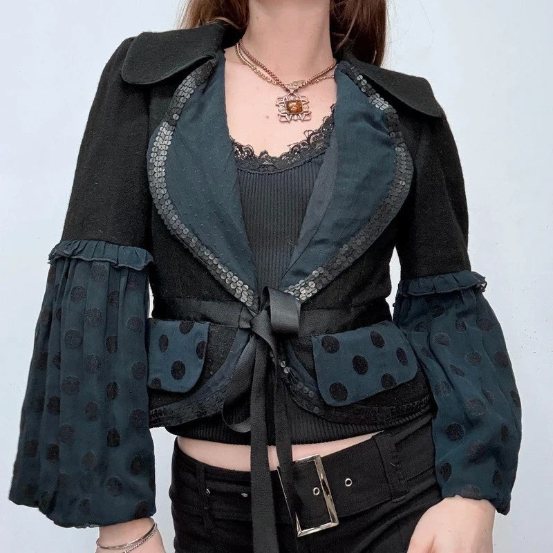 polkadot cropped flared jacket