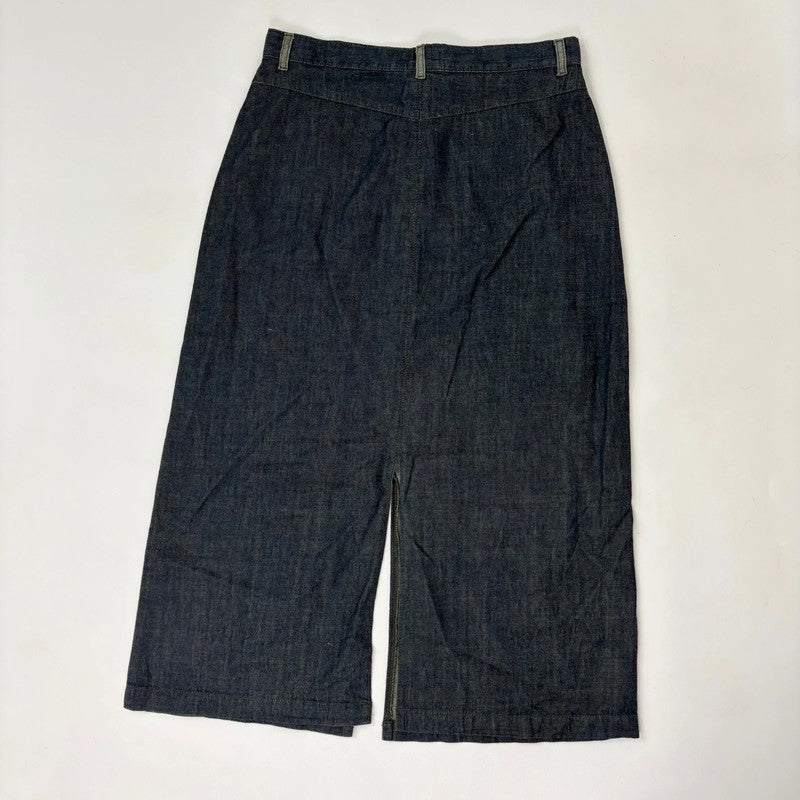 dark denim flared maxi skirt