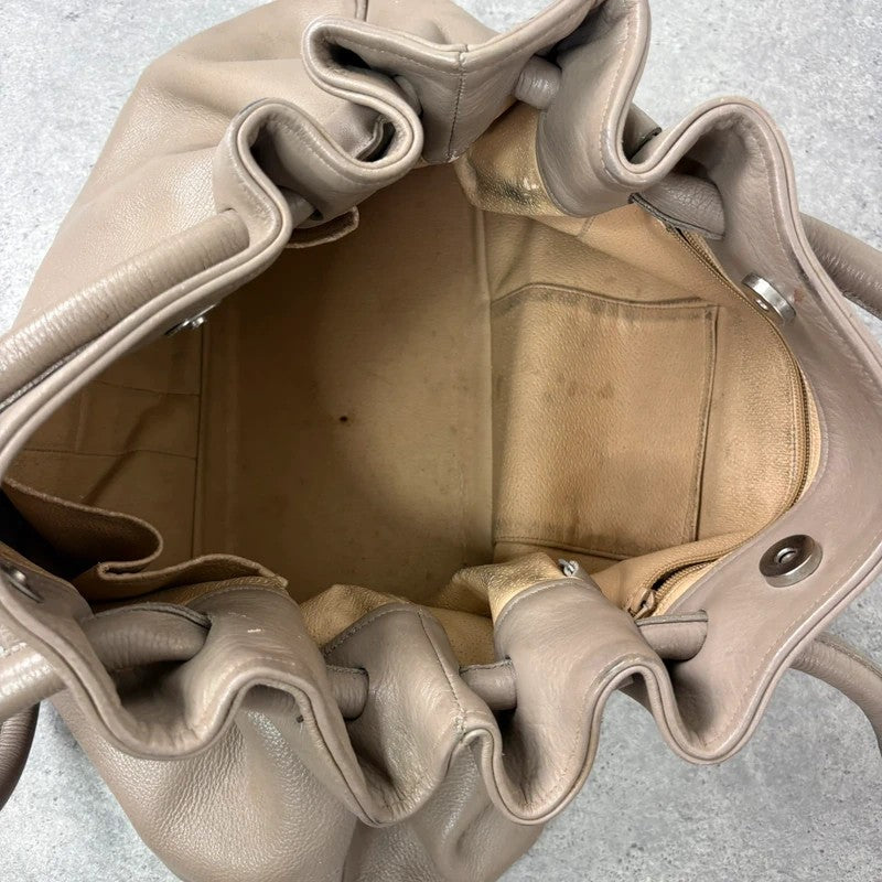 Beige vintage leather chunky handbag