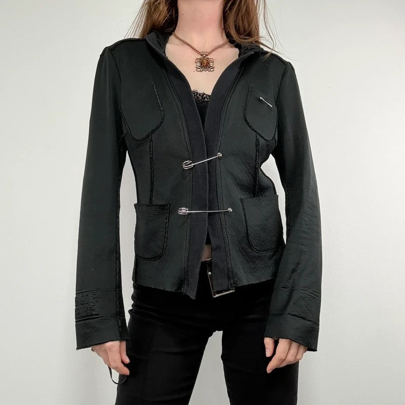 black Cop Copine archival Safety pin jacket hoodie