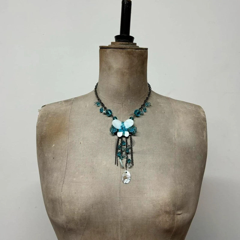 Butterfly fairy gemstone necklace