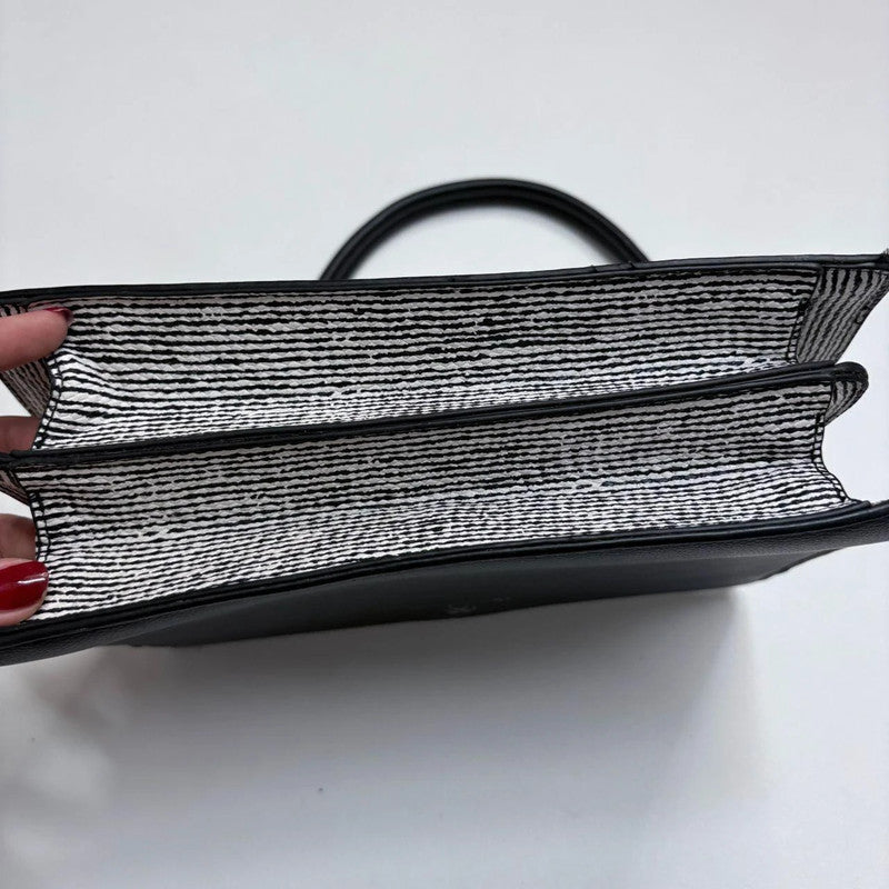 black leather structured bag