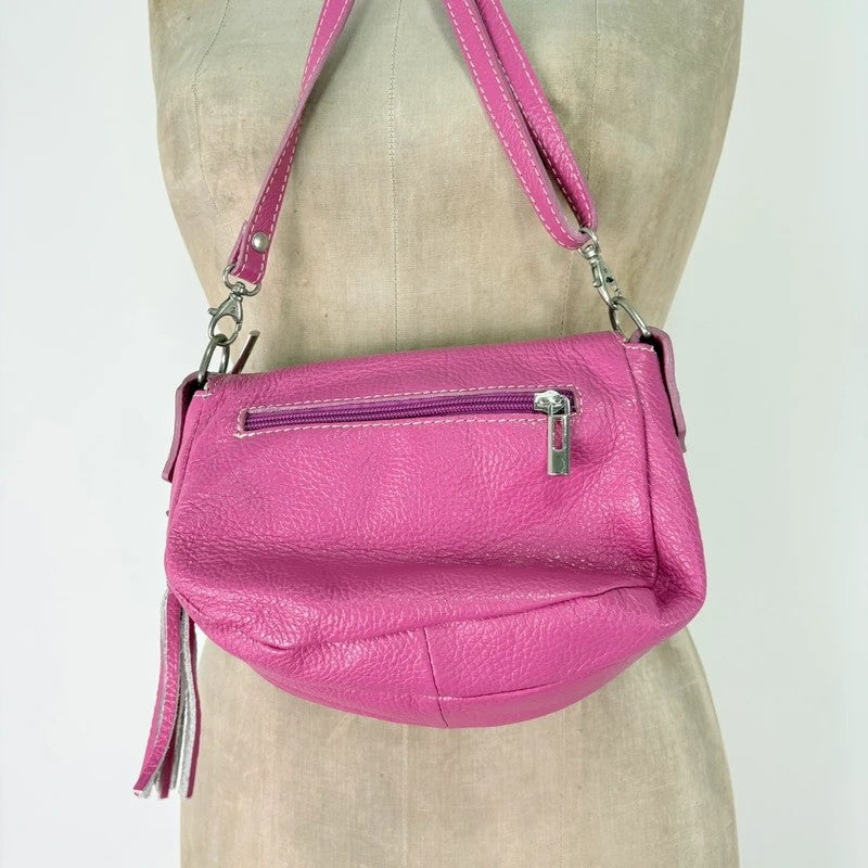 Pink leather chain shoulder bag
