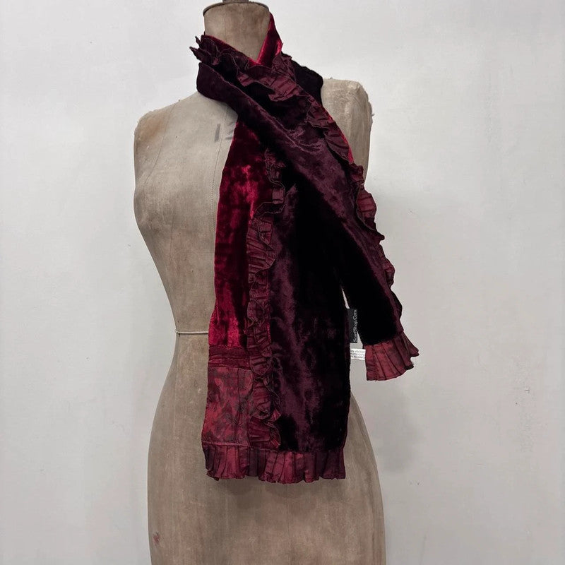 red velvet silk grunge scarf