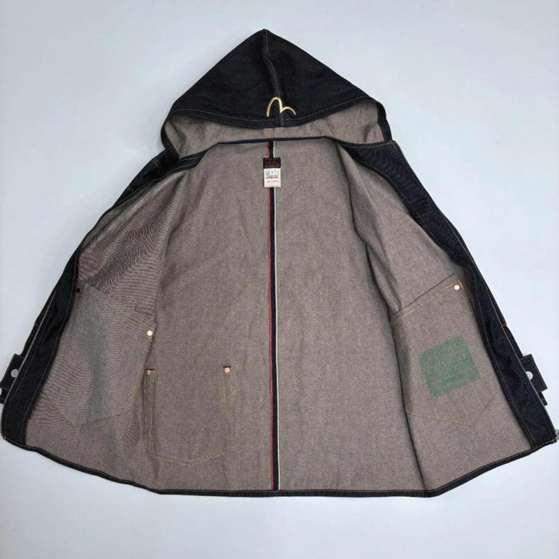 salvage dark-denim Evisu zip hoodie jacket