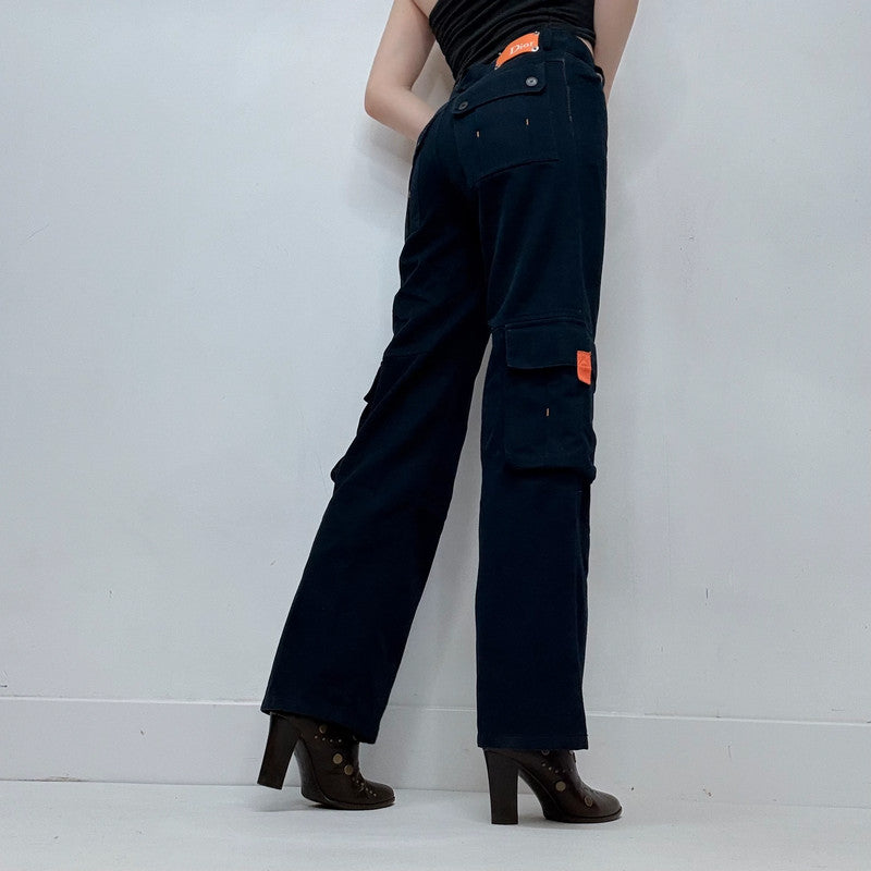 navy fitted flared Dior cargo pants