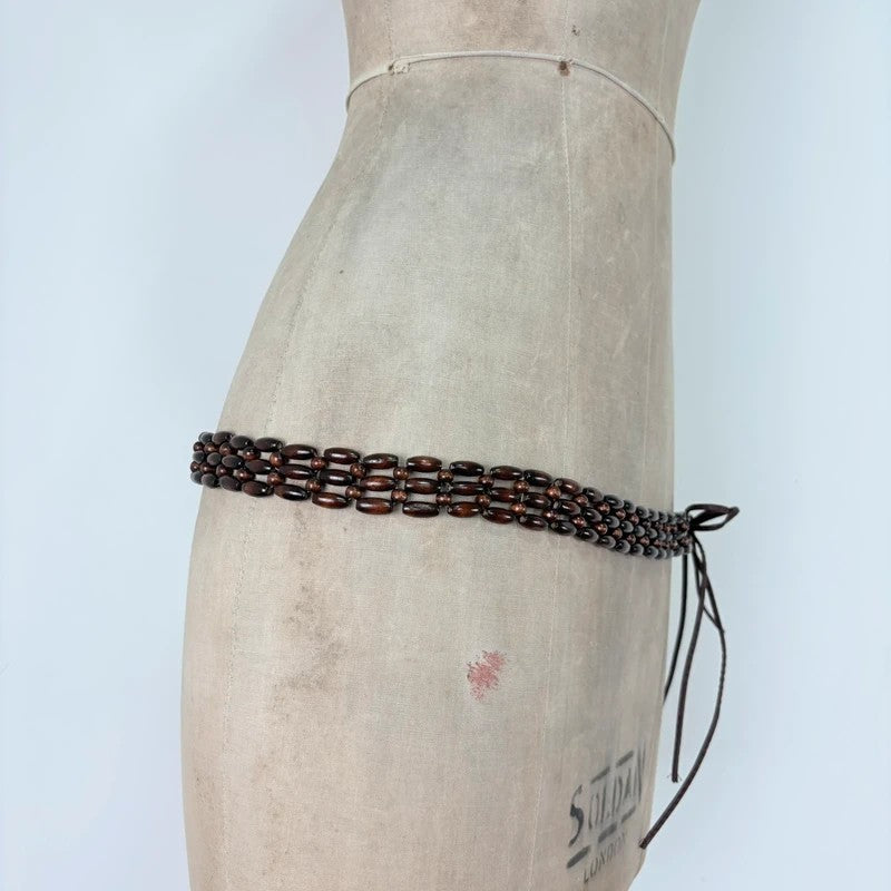 Brown beaded waist chain belt