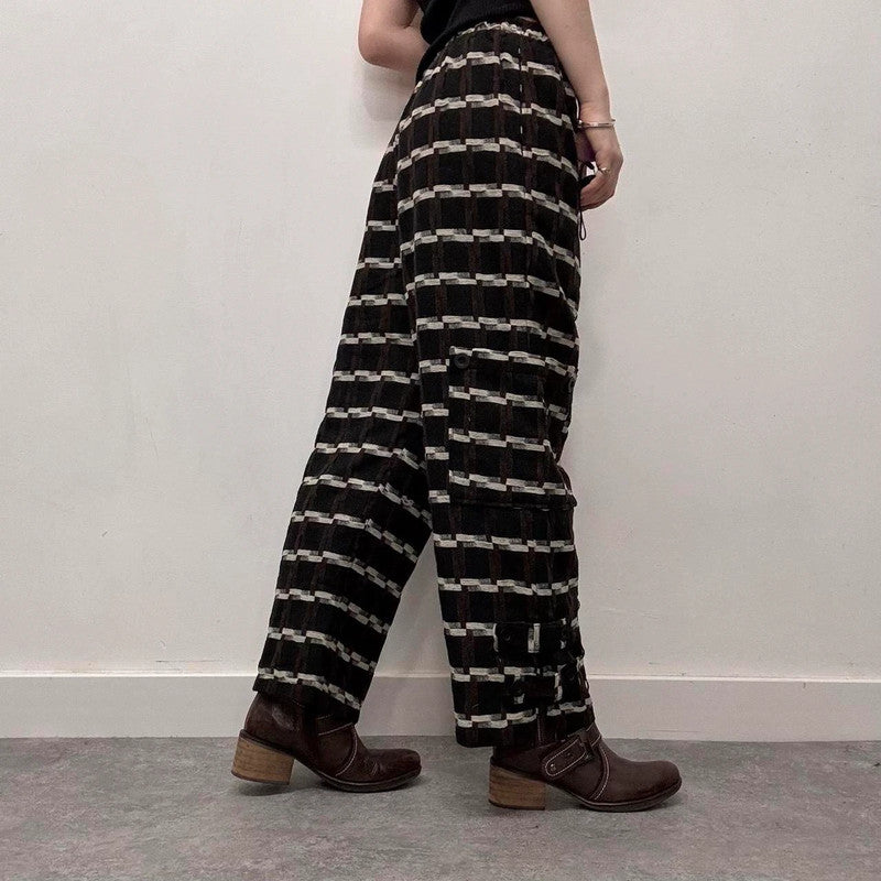 wide leg pinstripe trousers
