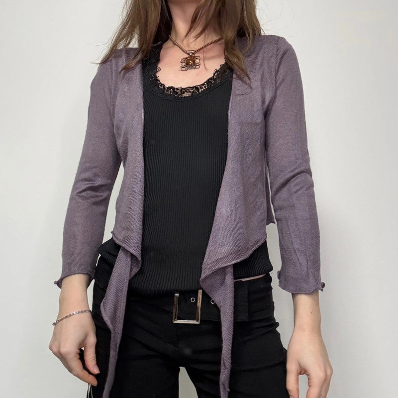 cropped knitted tie up cardigan