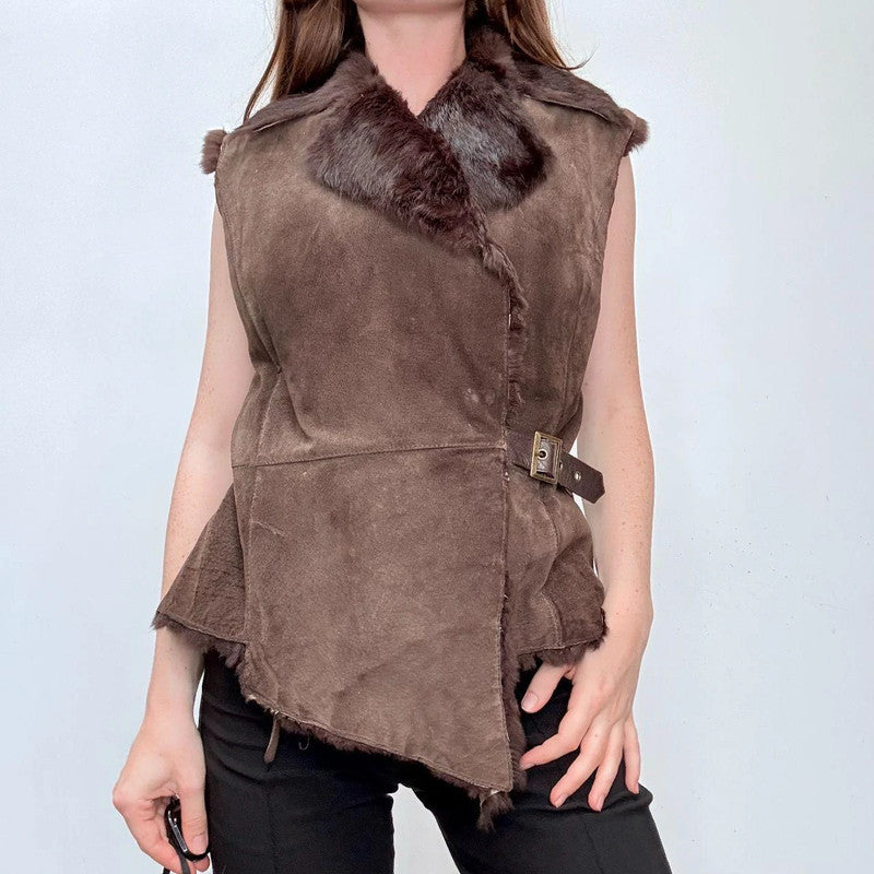 brown suede boho gilet
