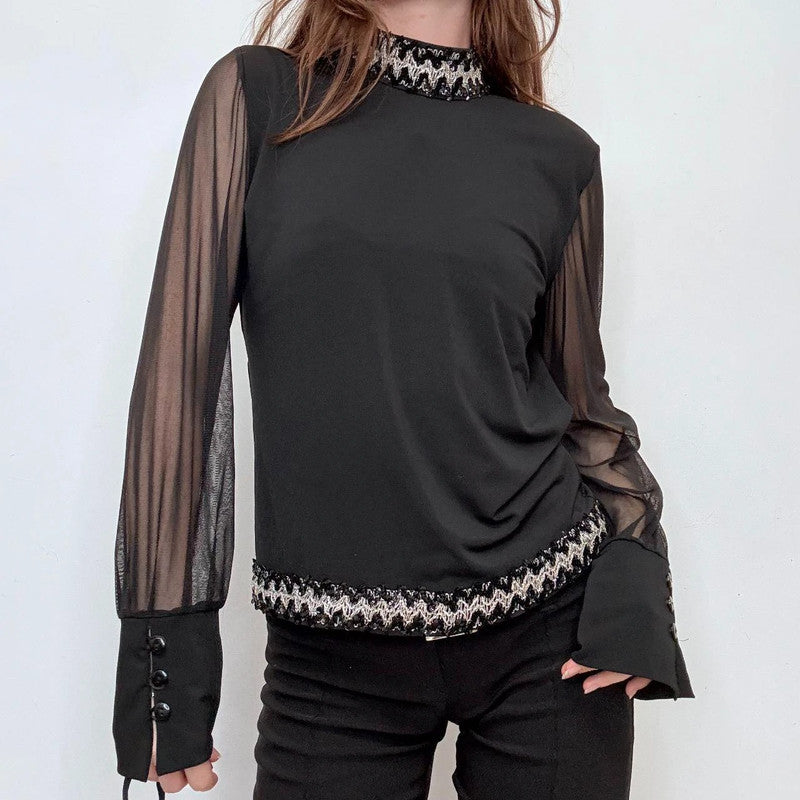 black puff sleeve grunge blouse