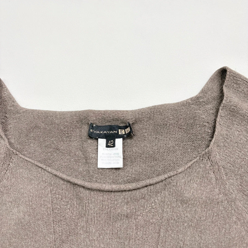 slouchy brown knit off the shoulder jumper