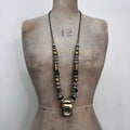 mixed metal beaded long necklace