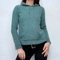 blue wool knitted hoodie