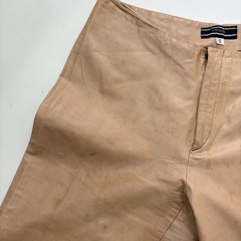 Joseph tan leather stright leg trousers