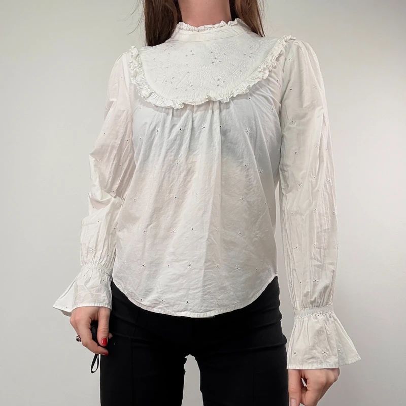 White Lace Cotton Edwardian style Shirt