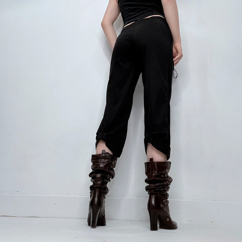 Cop Copine Black low rise lace up pleated trousers