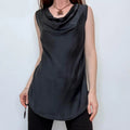 Luxury designer lingerie black silk draped vest