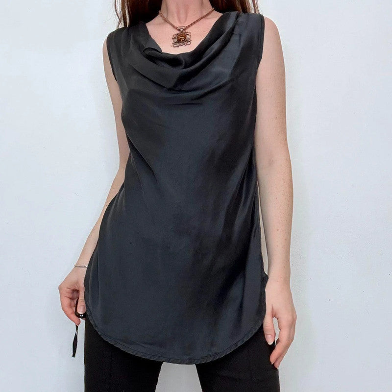 Luxury designer lingerie black silk draped vest
