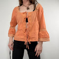 flared orange lace cotton blouse