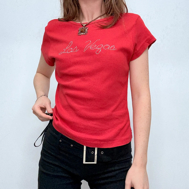 red graphic y2k t-shirt