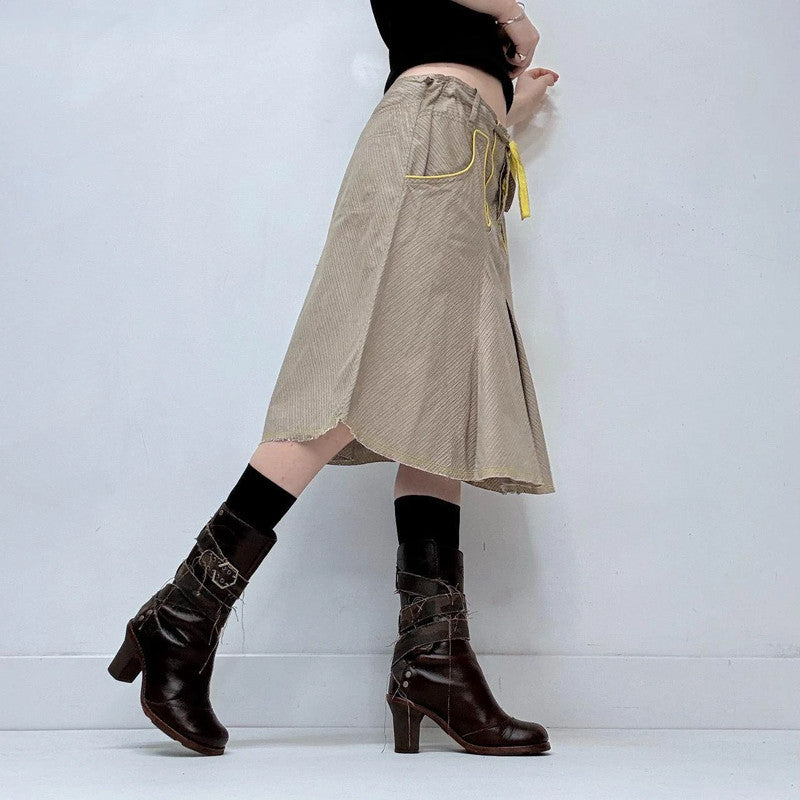 pinstripe pleated midi skift