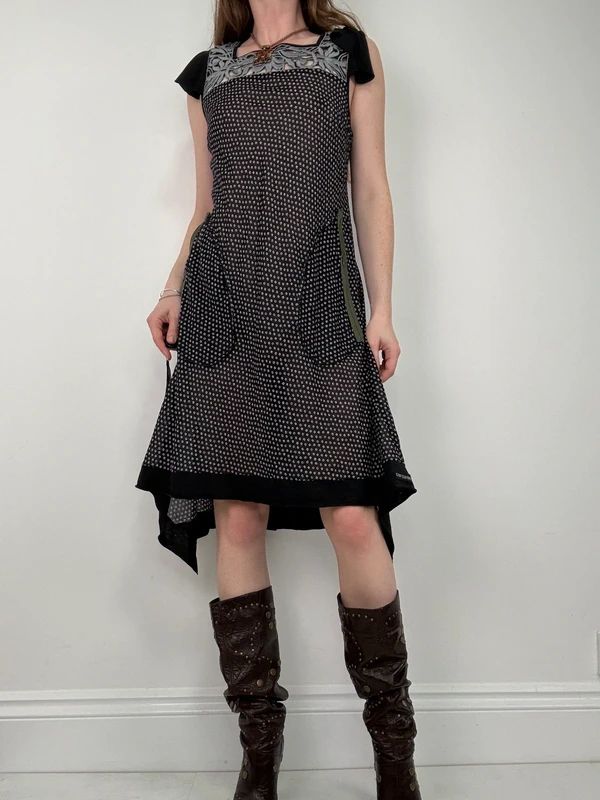 black polkadot Cop Copine midi dress