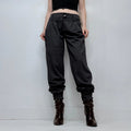 grey pleated front puff slouch trousers