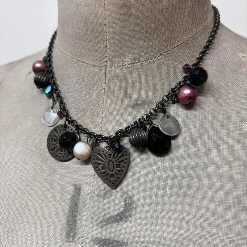 beaded charm necklace