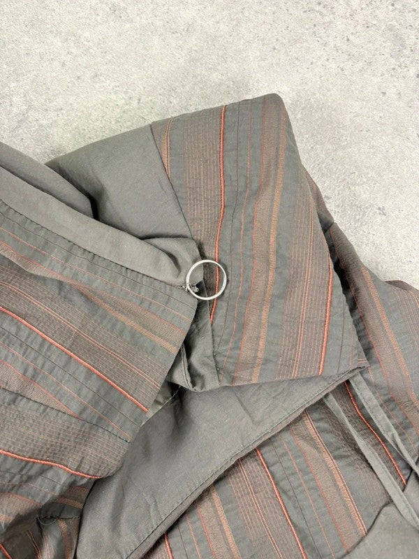 Khaki layered pinstripe maxi skirt