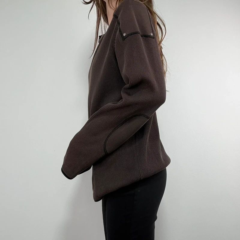 chunky knit brown ribbed jumper