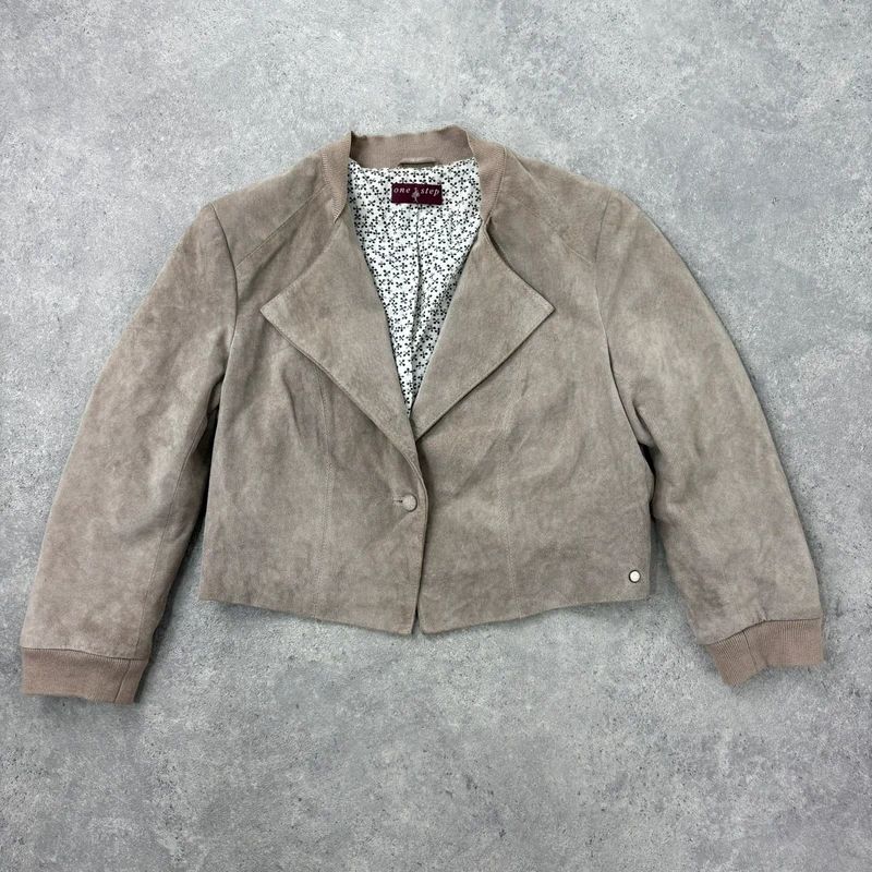 tan suede cropped boxy jacket